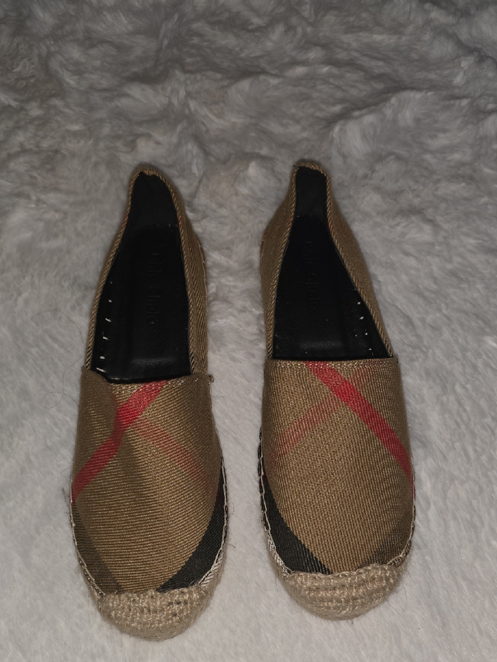 Women's Tan Plaid Espadrille Flats